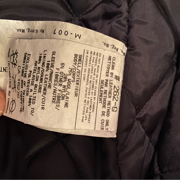 Leather & Wool Bomber Jacket - red & black - Picture 7 of 7